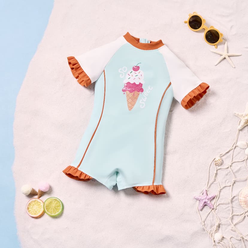Ảnh Bộ đồ bơi cộc bé gái ILABY bộ bơi liền So Sweet chất liệu thun lạnh chống nước size đại từ 9-38kg [3147] 2