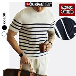Thumbnail Áo Len Dệt Kim Cổ Tròn Nam BASIC SUKIYA Chất Sợi Cotton Cao Cấp Mềm Mịn Thoáng Mát AL80 1