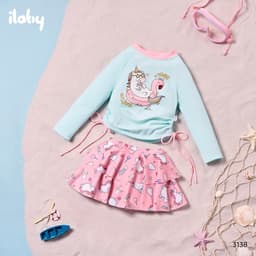 Thumbnail Bộ đồ bơi bé gái ILABY bộ bơi Mermaid Pony chất liệu thun lạnh gồm áo dài tay kèm chân váy [3138] 2