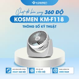 Thumbnail Quạt Mini Để Bàn Kosmen F118 Có Lưới Bảo Vệ , Dung Lượng Pin Khủng, Xoay 360 Độ - Hàng Chính Hãng 4
