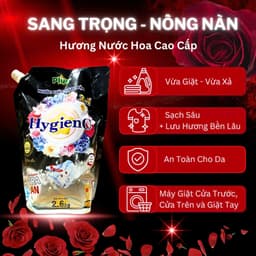Thumbnail Combo 2 Túi Nước Giặt Xả Đậm Đặc HygienC Plus 2.6Kg/Túi Hương Nước Hoa - Hàng Chính Hãng 4
