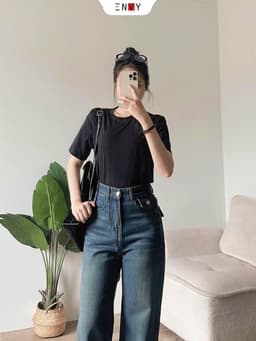 Thumbnail Quần Jean Ống Suông Ngắn Nữ Cạp Cao Hot ENVY J140 2