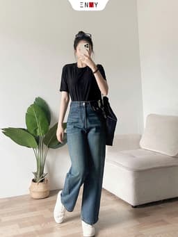 Thumbnail Quần Jean Ống Suông Ngắn Nữ Cạp Cao Hot ENVY J140 3