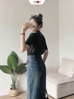 Thumbnail Quần Jean Ống Suông Ngắn Nữ Cạp Cao Hot ENVY J140 1