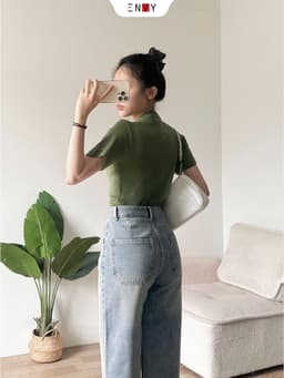 Thumbnail Quần Jean Suông Dáng Ngắn (93cm) Vải Mềm ENVY J172 2