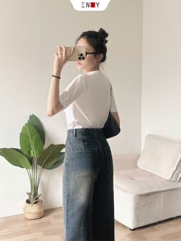Thumbnail Quần Jean Suông Dáng Ngắn (93cm) Vải Mềm ENVY J172 4