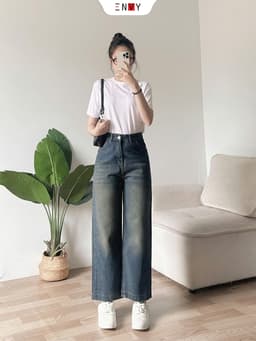 Thumbnail Quần Jean Suông Dáng Ngắn (93cm) Vải Mềm ENVY J172 1