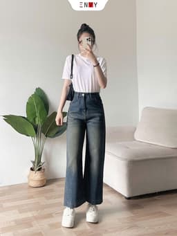 Thumbnail Quần Jean Suông Dáng Ngắn (93cm) Vải Mềm ENVY J172 3