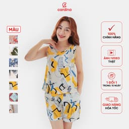 Thumbnail Đồ Bộ Nữ 𝐂𝐀𝐑𝐃𝐈𝐍𝐀 Chất Lụa Mango Cao Cấp Quần Đùi Áo Sát Nách Họa Tiết Nhẹ Nhàng Nữ Tính 5BMN02 1