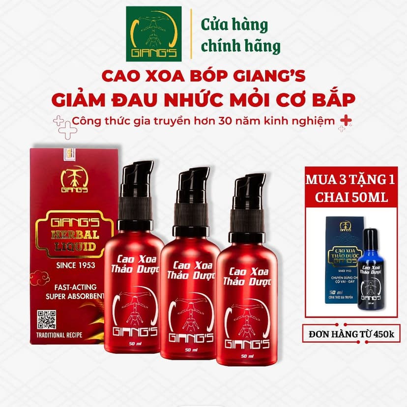 Ảnh Cao Xoa Bóp Thảo Dược Giang's 50ml (Mua 3 Tặng 1 Chai 50ml) - Hỗ trợ cải thiện các vấn đề về cơ xương khớp 1