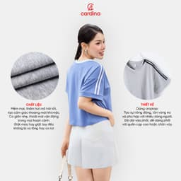 Thumbnail Áo phông CARDINA chất liệu cotton kiểu cổ tim dáng croptop trẻ trung năng động 5ATC14 1