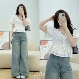Thumbnail LYRA - Áo baby doll tay phồng xòe bèo cổ V tiểu thư - VSYAC0277 1