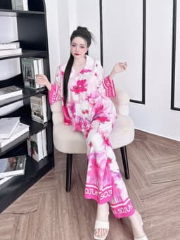 Thumbnail Đồ Ngủ Pijama Bigsize Nữ SOJUN Bộ TLQD Cổ Sen Thiết Kế Lụa Latin Cao Cấp 45-68kg 3