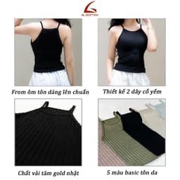 Thumbnail Áo 2 Dây Cổ Yếm CY156 Chất Tăm Gold Nhật Tôn Dáng l Thiết Kế Croptop Cách Điệu Cho Nữ 2025 3