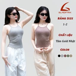 Thumbnail Áo 2 Dây Cổ Yếm CY156 Chất Tăm Gold Nhật Tôn Dáng l Thiết Kế Croptop Cách Điệu Cho Nữ 2025 1