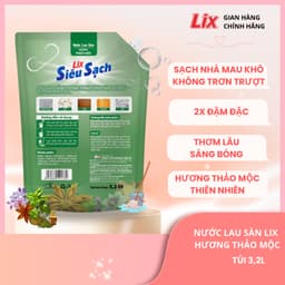 Thumbnail Combo 2 nước lau sàn siêu sạch hương thảo mộc 3,2L/ túi, nhà sáng bóng, thơm lâu Lixco Việt Nam, 2C-15202+15601 3
