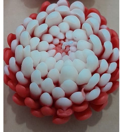 Ảnh Bộ 2 Cốc xi măng thạch cao đựng nến sáp ong không mùi hình hoa cúc bất tử màu đỏ/hồng loại lớn 8cm dùng cúng dường, sinh 3