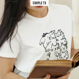 Thumbnail Áo Thun Nữ Couple TX In Hình Mèo Love Cat 100% Coton WTS 2417 3
