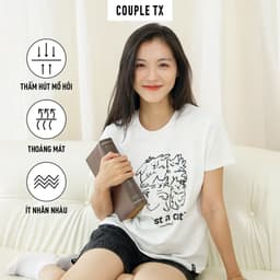 Thumbnail Áo Thun Nữ Couple TX In Hình Mèo Love Cat 100% Coton WTS 2417 2
