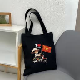 Thumbnail Túi Tote Tôi yêu Việt Nam  - Túi vải canvas có túi phụ và khoá kéo đựng vừa A4 và laptop (33x37cm) - TOTE21 3
