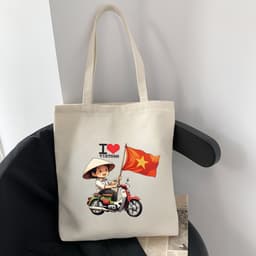 Thumbnail Túi Tote Tôi yêu Việt Nam  - Túi vải canvas có túi phụ và khoá kéo đựng vừa A4 và laptop (33x37cm) - TOTE21 2