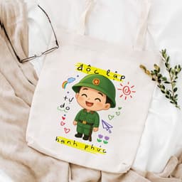 Thumbnail Túi Tote Tôi yêu Việt Nam  - Túi vải canvas có túi phụ và khoá kéo đựng vừa A4 và laptop (33x37cm) - TOTE21 4