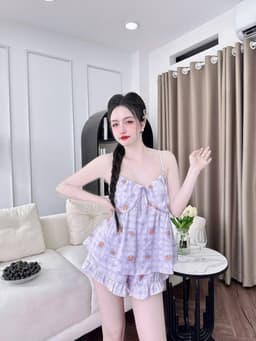 Thumbnail Đồ Ngủ Sexy Nữ SOJUN Bộ 2 Dây Sexy Nhún Trơn 1 size 45 - 63Kg 3