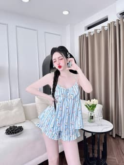 Thumbnail Đồ Ngủ Sexy Nữ SOJUN Bộ 2 Dây Sexy Nhún Trơn 1 size 45 - 63Kg 2