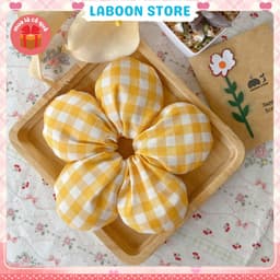 Thumbnail Scrunchies bông Hoa 5 cánh LABOON chần bông mịn bên trong đứng form tóc dây buộc tóc vải đủi phồng 4