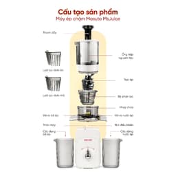 Thumbnail Máy ép chậm Masuto thế hệ mới, ép nguyên quả kiệt bã, công suất 120W bảo hành 12 tháng 4