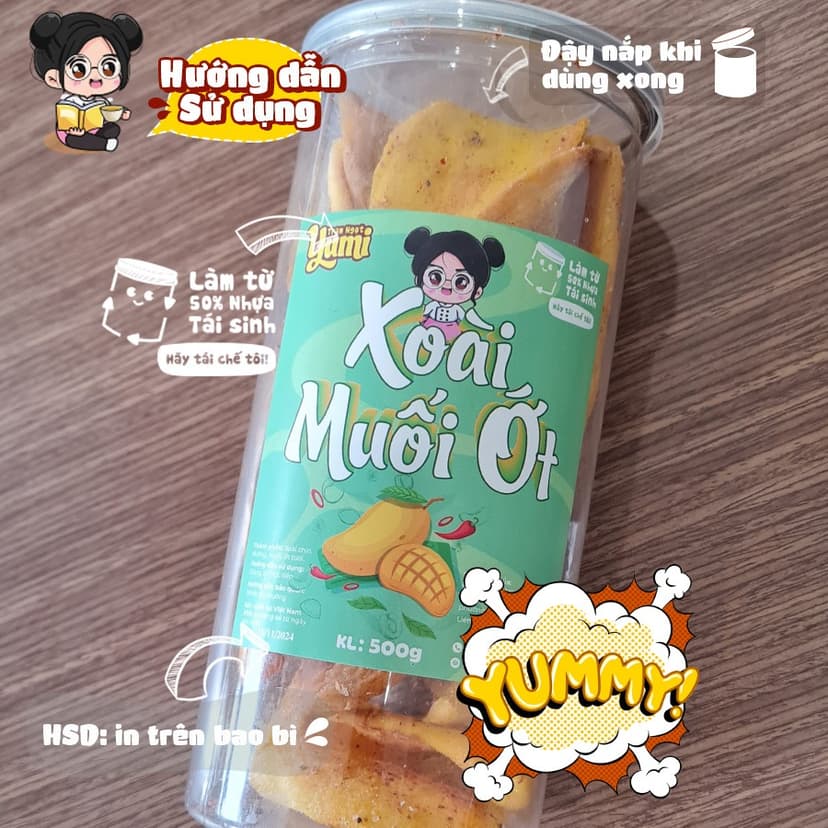 Ảnh Xoài sấy dẻo muối ớt Trạm ngọt Yumi đồ ăn vặt hoa quả trái cây khô chua ngọt cay thơm ngon vệ sinh 4