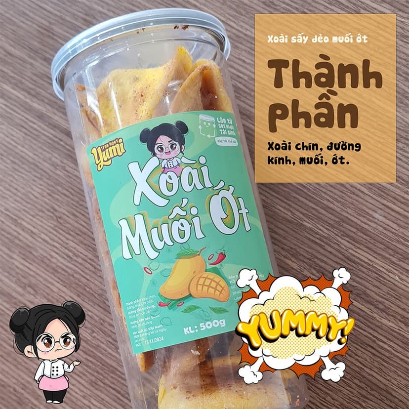 Ảnh Xoài sấy dẻo muối ớt Trạm ngọt Yumi đồ ăn vặt hoa quả trái cây khô chua ngọt cay thơm ngon vệ sinh 3