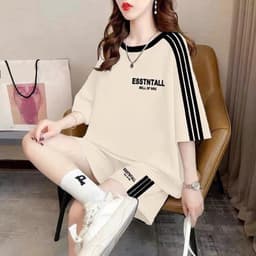 Thumbnail Set Đồ Nữ Cotton ESSTNTALL NAD, Bộ Quần Áo Nữ Mặc Nhà Form Rộng Thoáng Mát Bộ Thể Thao Nữ Mùa Hè Tay Lỡ 1