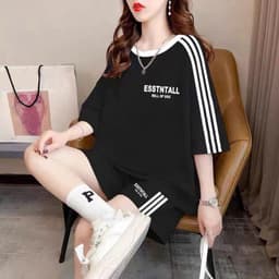 Thumbnail Set Đồ Nữ Cotton ESSTNTALL NAD, Bộ Quần Áo Nữ Mặc Nhà Form Rộng Thoáng Mát Bộ Thể Thao Nữ Mùa Hè Tay Lỡ 2