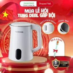 Thumbnail Ấm đun nước điện thông minh SAMONO SW-EKW18 1.8L 1500W 2 lớp chịu nhiệt dễ dàng vệ sinh lòng ấm inox 304 1
