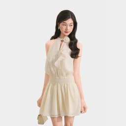 Thumbnail Đầm Kiểu Nữ MARC FASHION Sát Nách Nhún Eo Cổ Xẻ Đính Hoa - FASH102024 2