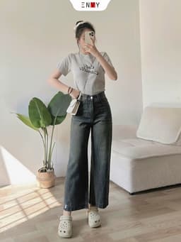 Thumbnail Quần Jean Ống Suông Nữ Dáng Ngắn Vải Mềm ENVY J150 1