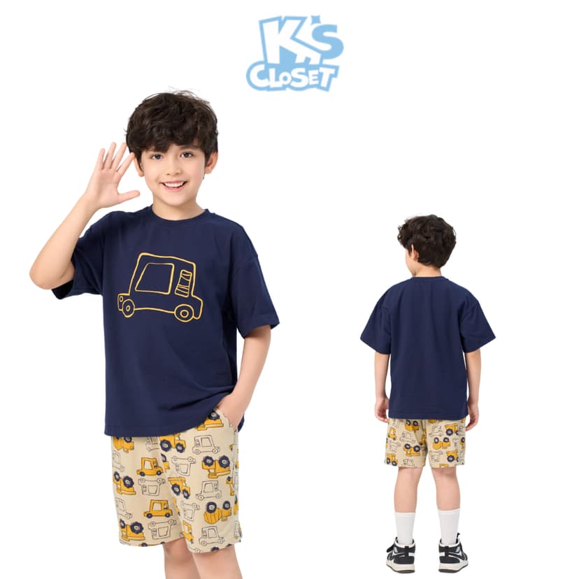 Ảnh Bộ Quần Áo Cộc Tay K'S CLOSET Chất Liệu Cotton, Hoạ Tiết Đáng Yêu Cho Bé Trai Từ 10-55kg (2-14 tuổi) E021FOS, KT011FIS 1