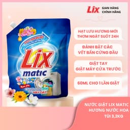 Thumbnail Combo 2 túi nước giặt Lix Matic hương nước hoa 3.2kg giặt tẩy mọi vết bẩn cứng đầu cho máy giặt cửa trước 2C-NGM04 1