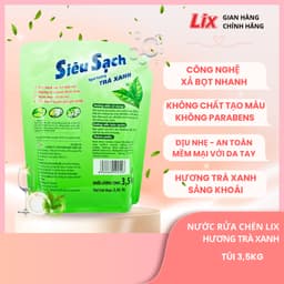Thumbnail Combo 2 túi Nước rửa chén LIX 7KG siêu sạch hương trà xanh loại túi 2C-N8101 làm sạch vết bẩn dầu mỡ không hại da tay 1