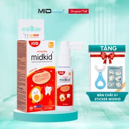 Thumbnail Xịt chống sâu răng Midkid vị Táo 20ml chính hãng cho bé từ 1 tuổi nuốt an toàn - Tặng Bàn chải U + Sticker 1