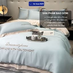 Thumbnail Bộ Ga Giường 5 Món He thong NEM Cao Cấp Set Vỏ Chăn Trần Bông Ga Gối Trải Giường Phi Lụa Thái 5 Món Mát Lạnh Mùa Hè 3