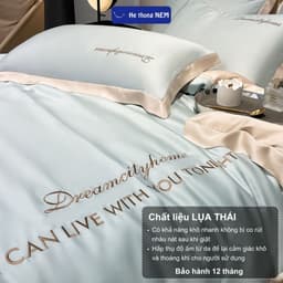 Thumbnail Bộ Ga Giường 5 Món He thong NEM Cao Cấp Set Vỏ Chăn Trần Bông Ga Gối Trải Giường Phi Lụa Thái 5 Món Mát Lạnh Mùa Hè 4
