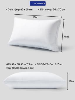 Thumbnail Gối lông vũ khách sạn He thong NEM cao cấp Ruột gối nằm ngủ lông vũ 50x70 chuẩn khách sạn 5 sao cao cấp siêu êm ái 2