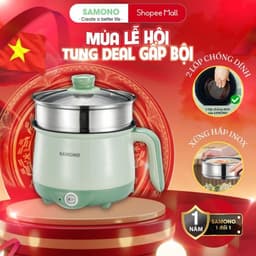 Thumbnail Nồi điện đa năng dung tích 1.5L Samono SW-DG01P phủ 2 lớp chống dính, công suất 600W, kèm xửng hấp inox 1