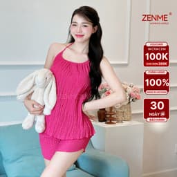 Thumbnail Bộ Đồ Ngủ Yếm ZENME Chất Xốp Nhật Quần Đùi Thoáng Mát Mùa Hè BDY0624 1