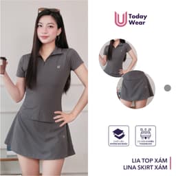 Thumbnail Set bộ đồ thể thao nữ pickcleball tennis áo Lia Top chân váy Lina Skirt xám Today U Wear thoáng mát có quần bảo hộ 1