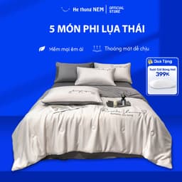 Thumbnail Bộ Ga Giường 5 Món He thong NEM Cao Cấp Set Chăn Ga Gối Đệm Phi Lụa Thái Trải Giường 5 Món Mịn Mát Mùa Hè Sang Trọng 1
