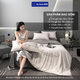 Thumbnail Bộ Ga Giường 5 Món He thong NEM Cao Cấp Set Chăn Ga Gối Đệm Phi Lụa Thái Trải Giường 5 Món Mịn Mát Mùa Hè Sang Trọng 4