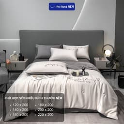 Thumbnail Bộ Ga Giường 5 Món He thong NEM Cao Cấp Set Chăn Ga Gối Đệm Phi Lụa Thái Trải Giường 5 Món Mịn Mát Mùa Hè Sang Trọng 3